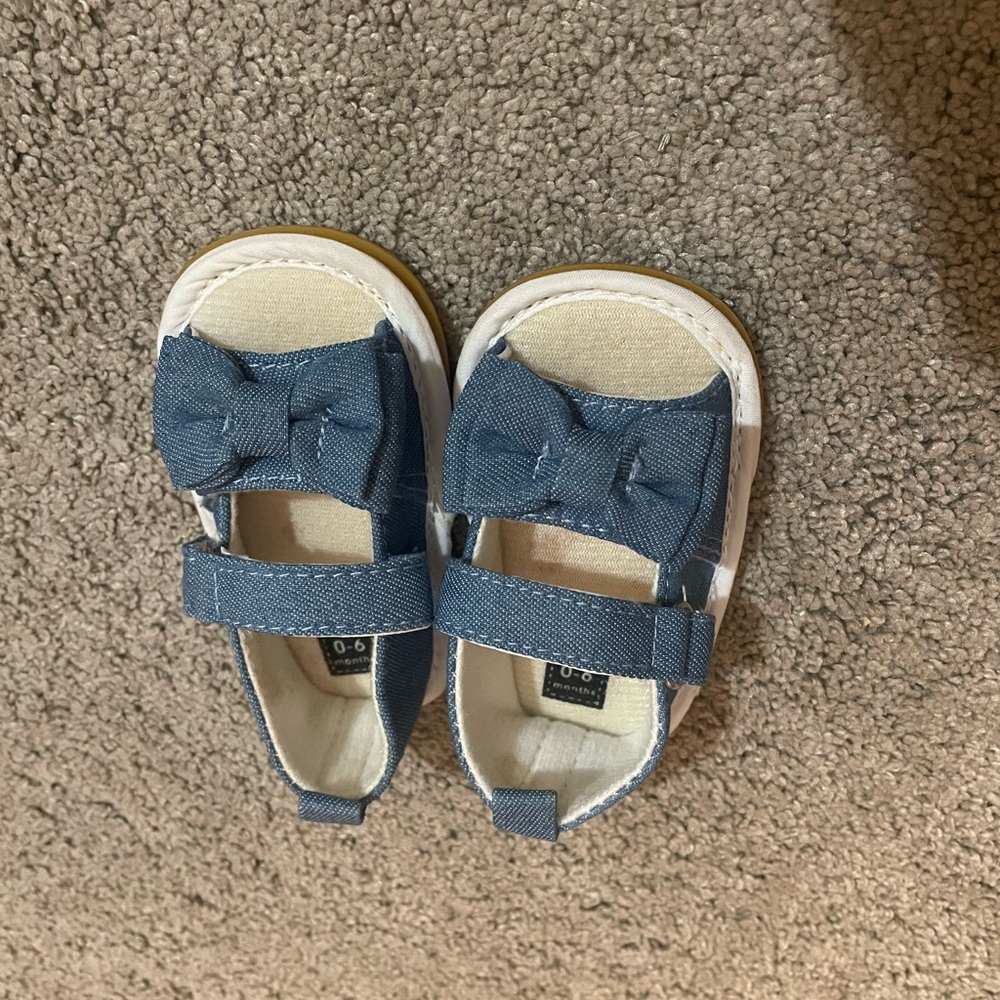 Blue Bow Baby Shoes